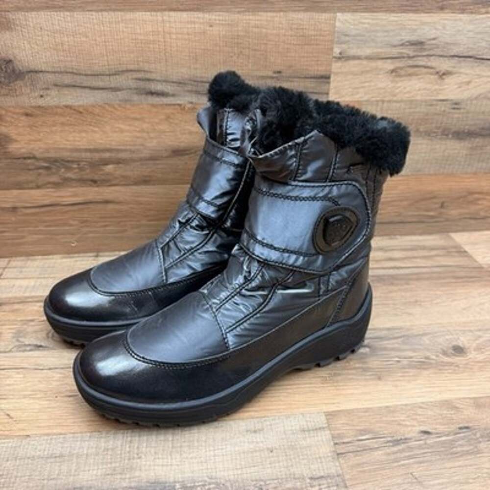 Pajar Waterproof Size 9-9.5 EU 40 Womens Winter Snow Boots Gunmetal Faux Fur